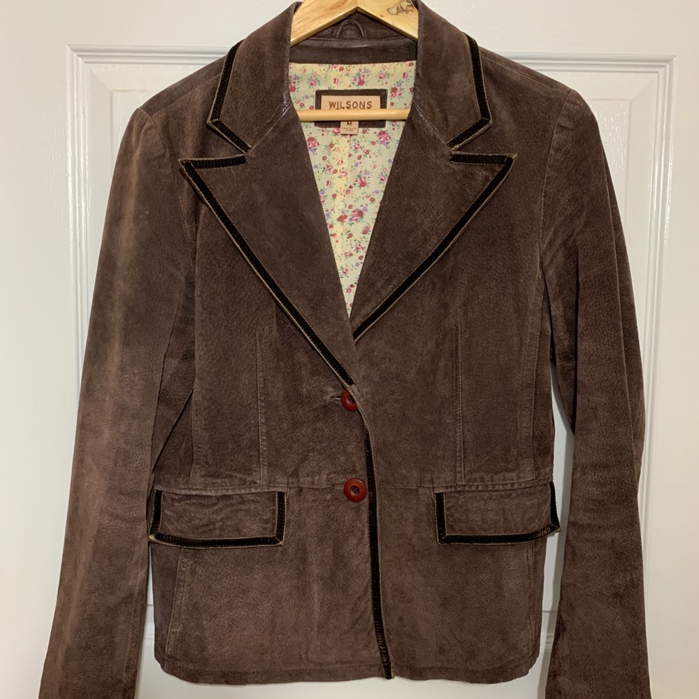WILSONS LEATHER SUEDE JACKET Chocolate Brown MED